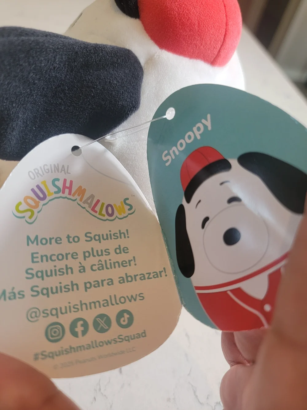 Squishmallows Snoopy Plush 8” Red Baseball Jersey Peanuts NWT